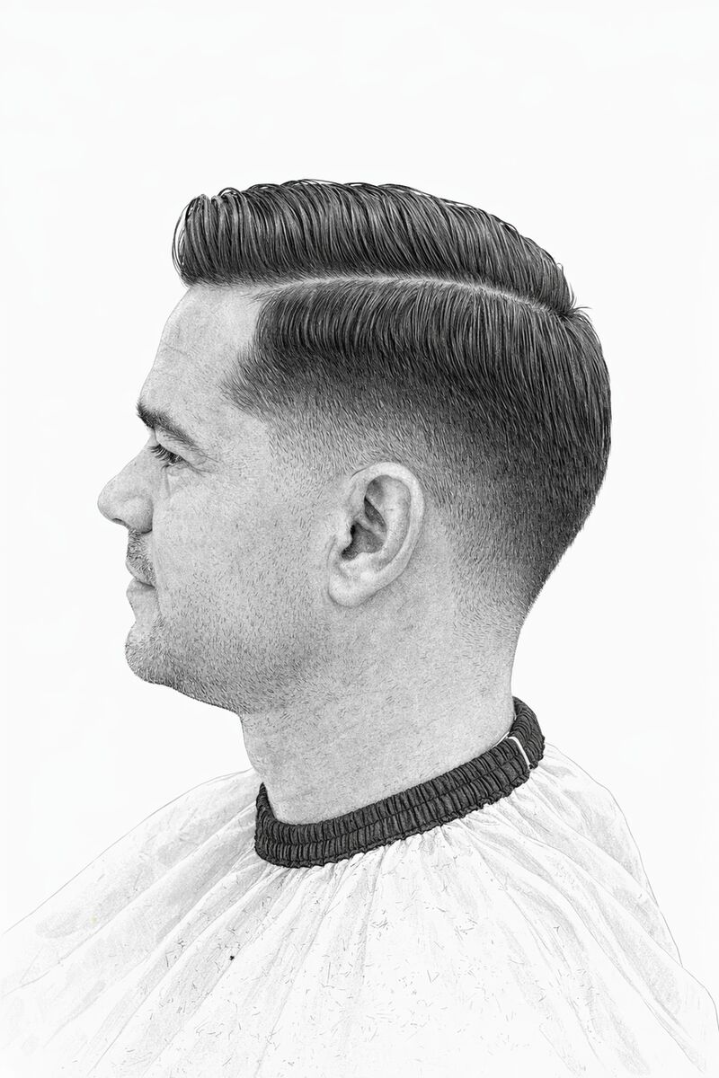 Side Part with Mid Fade